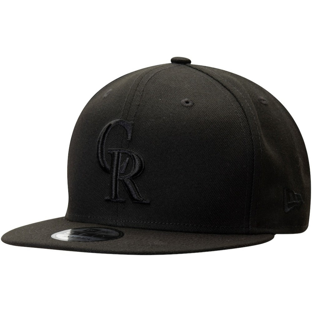 Black Colorado Rockies New Era Black on Black 9FIFTY Team Snapback Adjustable Hat