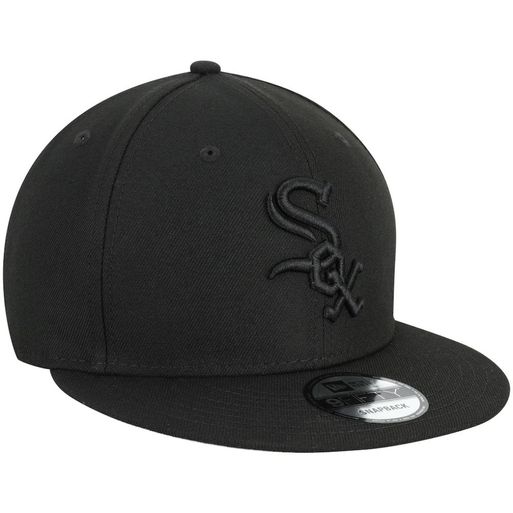 Black Chicago White Sox New Era Black on Black 9FIFTY Team Snapback Adjustable Hat