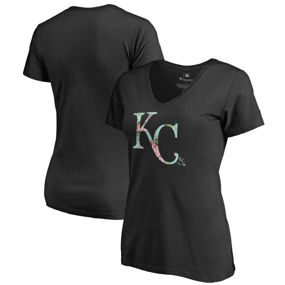 Black Kansas City Royals Women's Lovely V-Neck T-Shirt