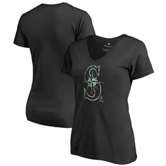 Black Seattle Mariners Women's Lovely V-Neck T-Shirt