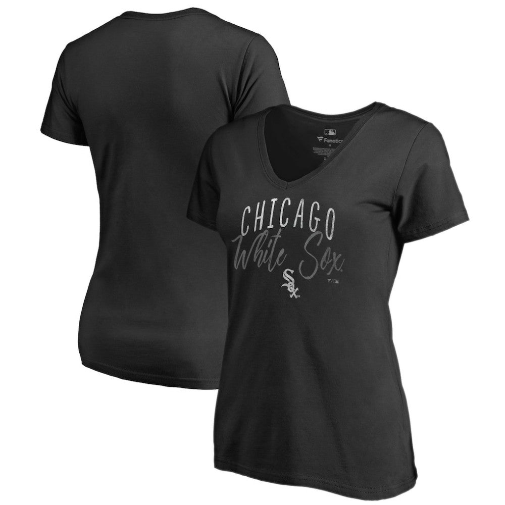 Black Chicago White Sox Women's Graceful V-Neck T-Shirt