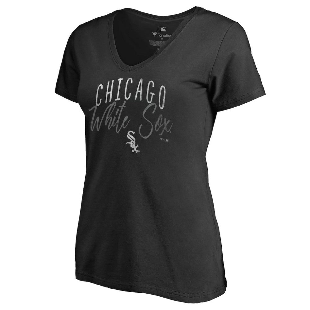 Black Chicago White Sox Women's Graceful V-Neck T-Shirt