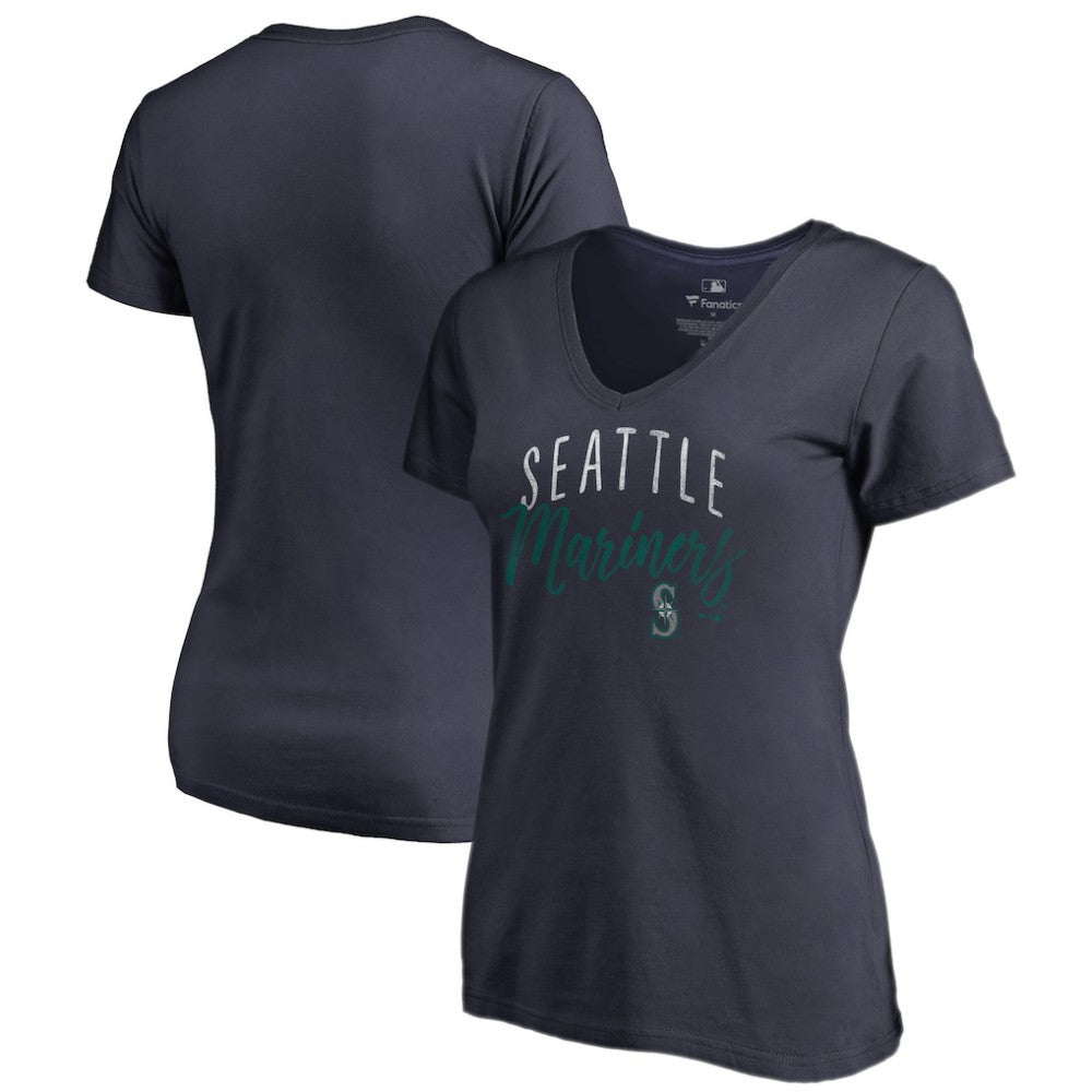 Navy Seattle Mariners Women's Graceful V-Neck T-Shirt