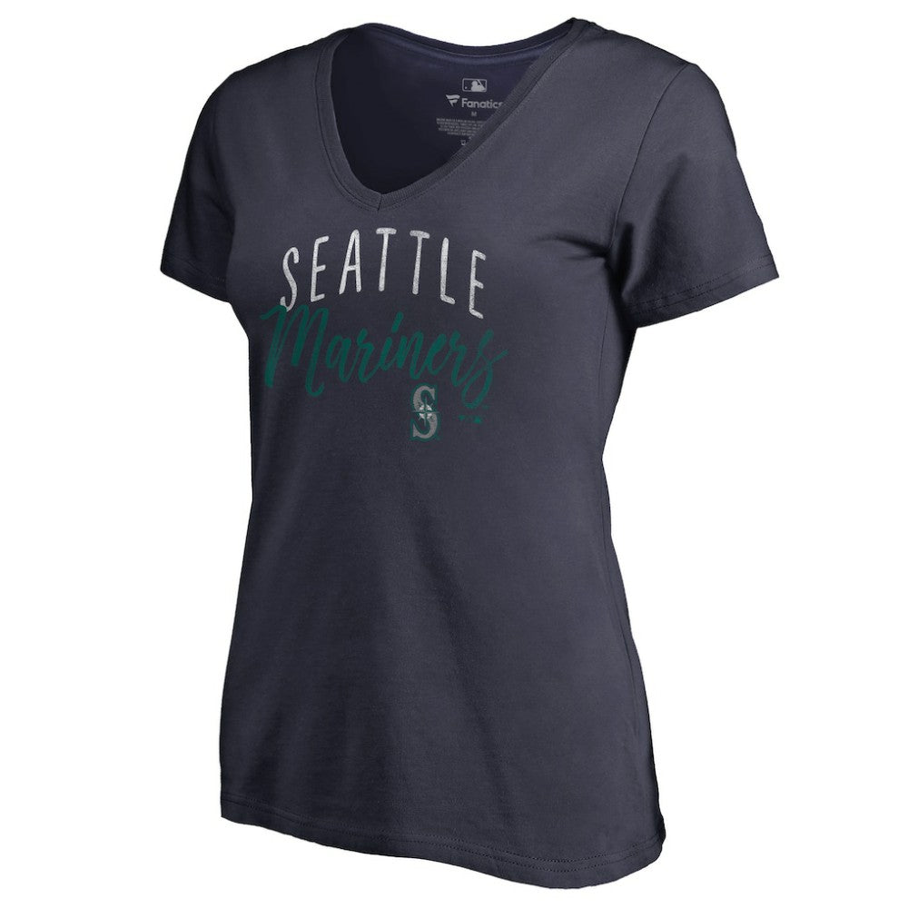 Navy Seattle Mariners Women's Graceful V-Neck T-Shirt