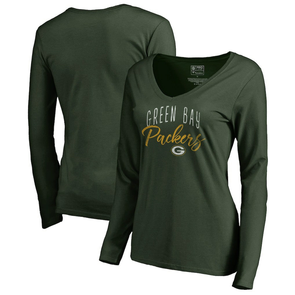 Women's Graceful Long Sleeve V-Neck T-Shirt - Green Bay Packers T-shirts