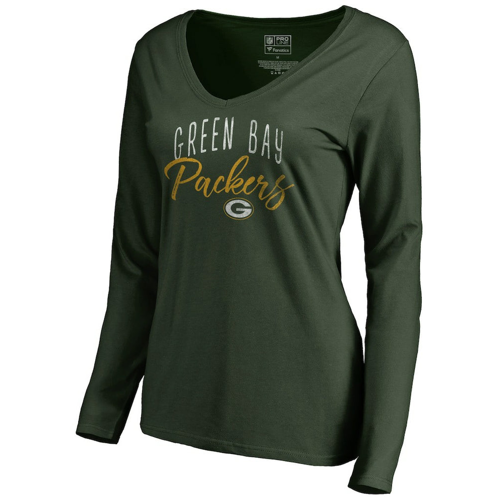 Women's Graceful Long Sleeve V-Neck T-Shirt - Green Bay Packers T-shirts
