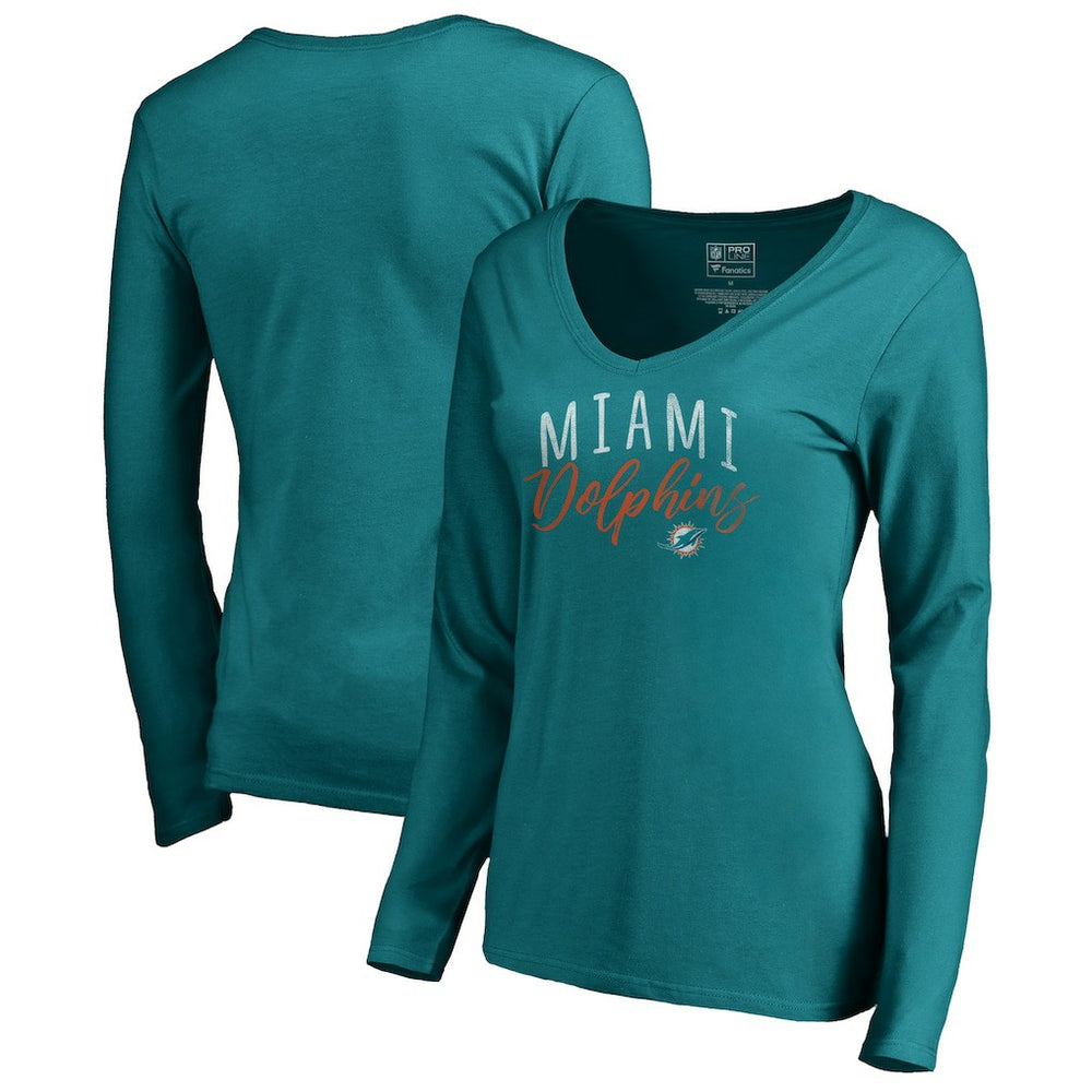 Women's Graceful Long Sleeve V-Neck T-Shirt - Miami Dolphins T-shirts