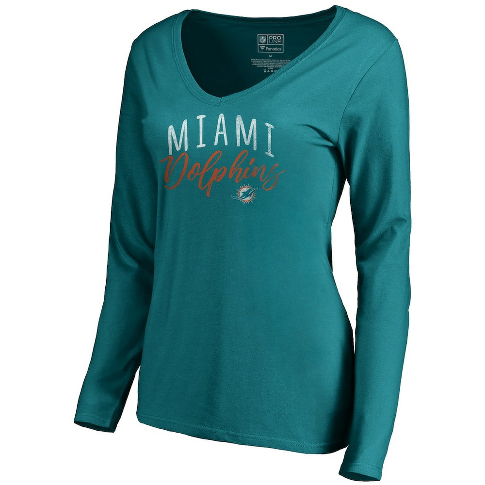 Women's Graceful Long Sleeve V-Neck T-Shirt - Miami Dolphins T-shirts