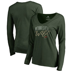 NHL Minnesota Wild Women's Graceful Long Sleeve V-Neck T-Shirt