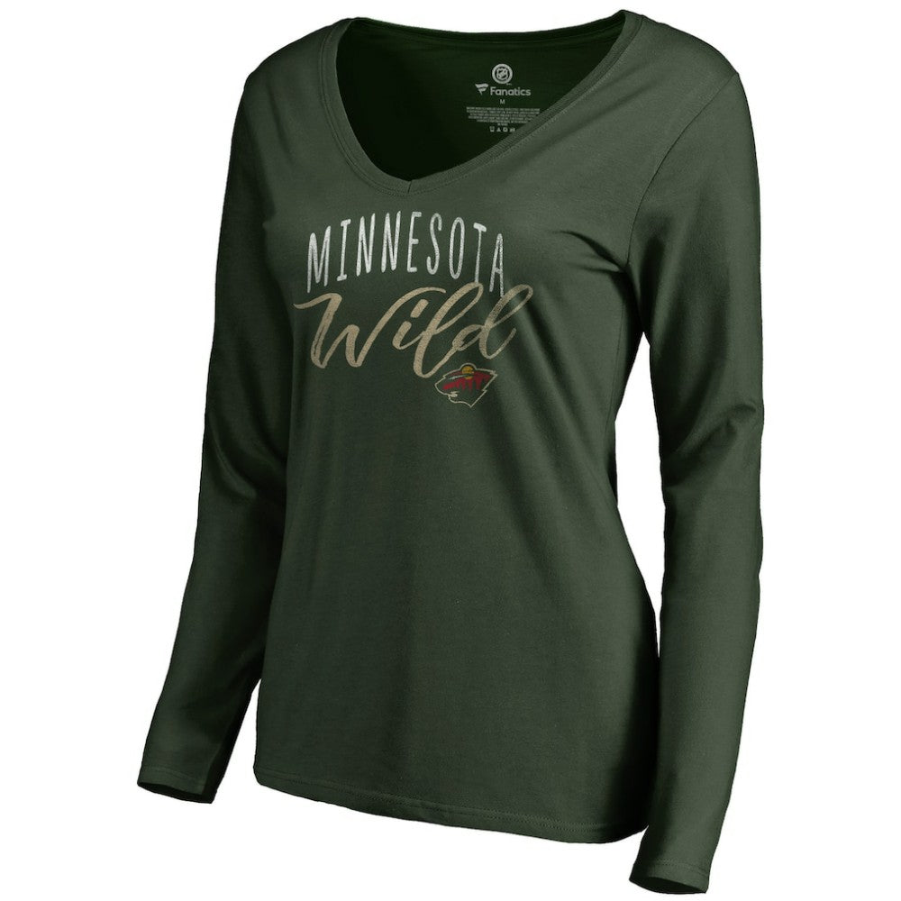 NHL Minnesota Wild Women's Graceful Long Sleeve V-Neck T-Shirt