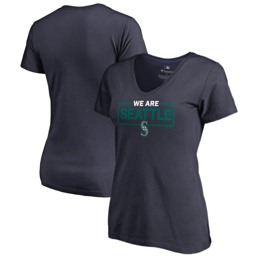 Navy Seattle Mariners Women's We Are Icon V-Neck T-Shirt