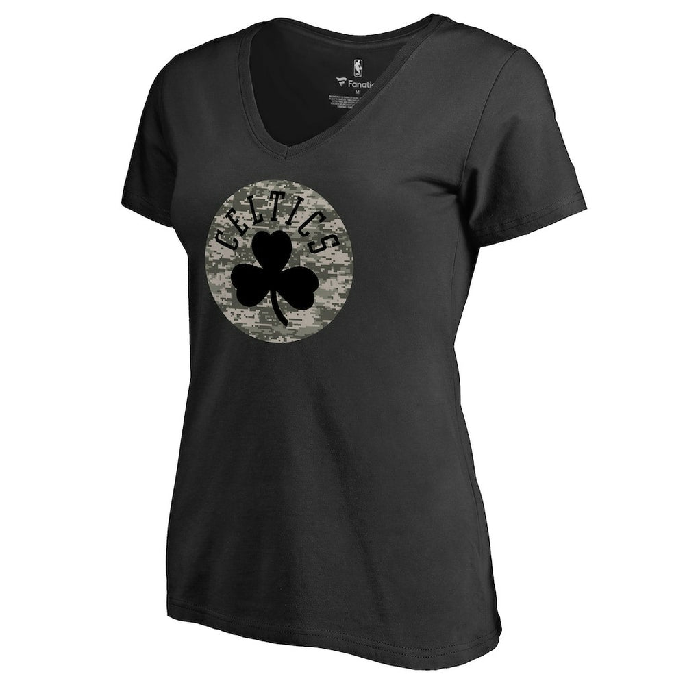 Boston Celtics Women's Cloak Camo V-Neck T-Shirt