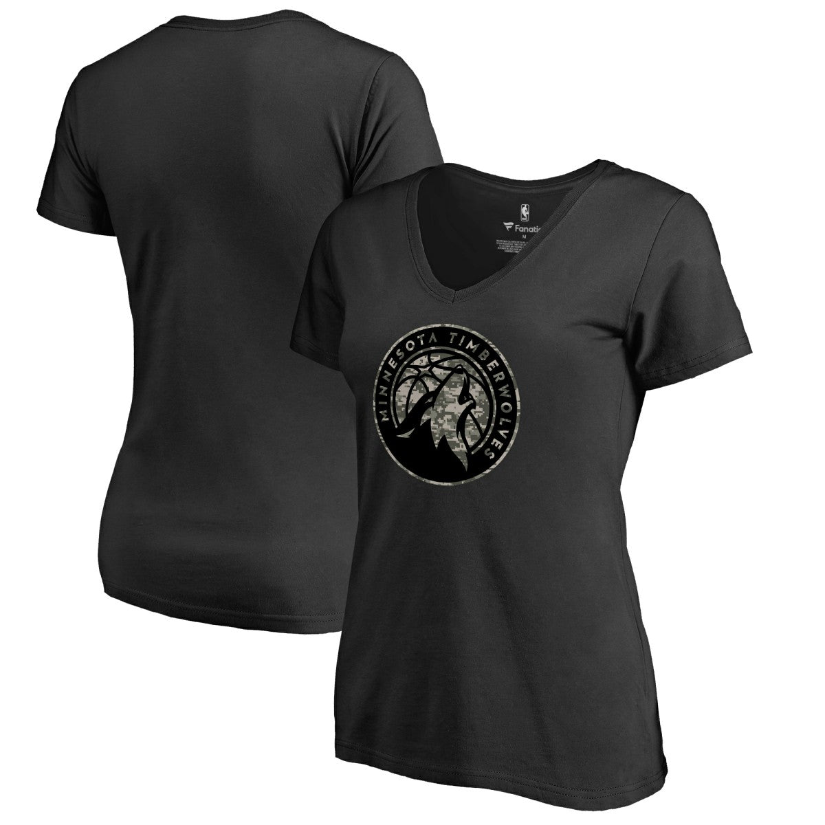 Minnesota Timberwolves Women's Cloak Camo V-Neck T-Shirt
