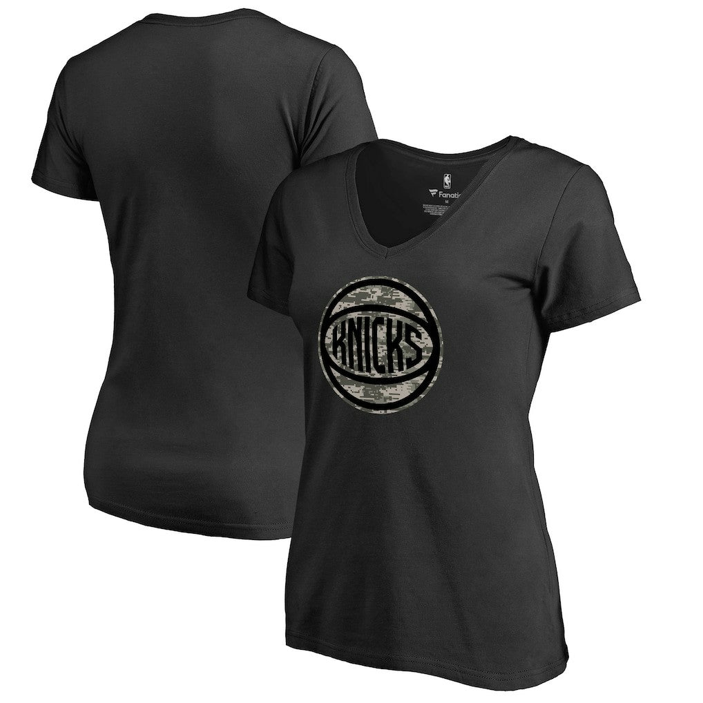 New York Knicks Women's Cloak Camo V-Neck T-Shirt