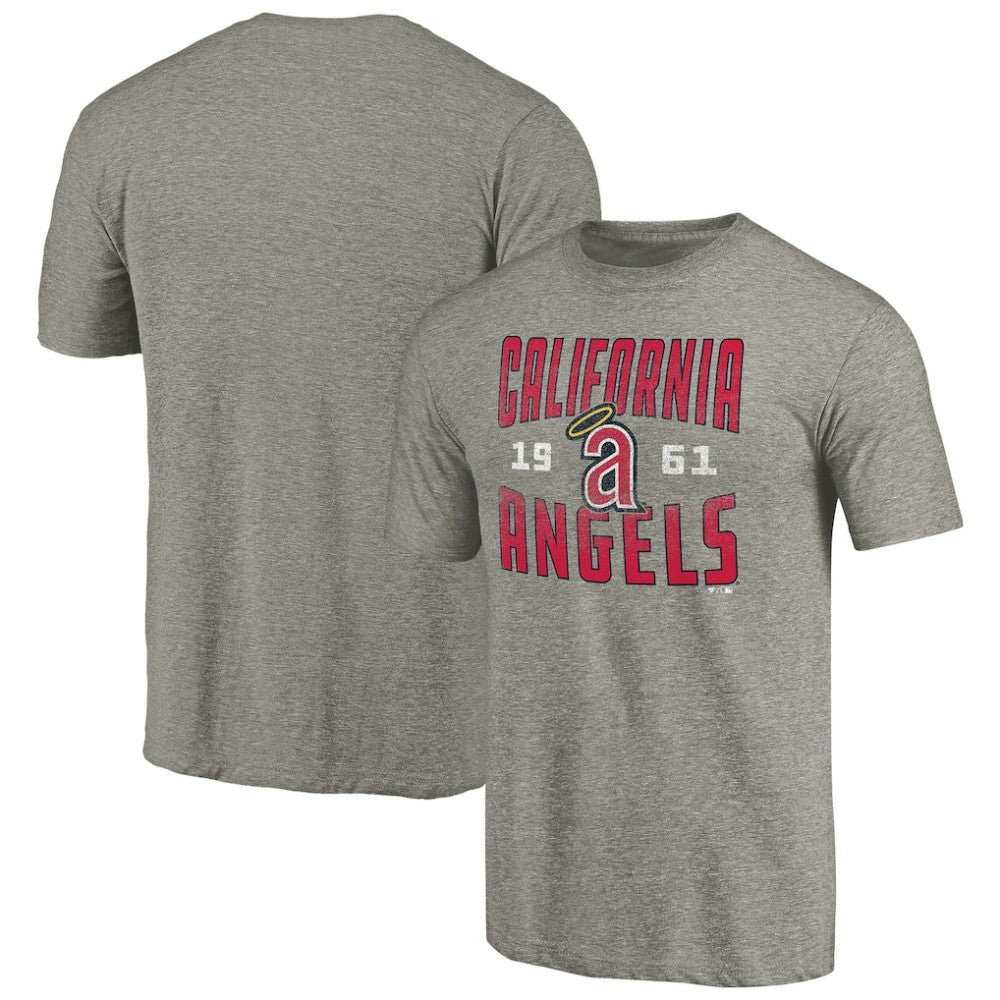 Gray California Angels Cooperstown Collection Vintage Antique Stack Tri-Blend T-Shirt