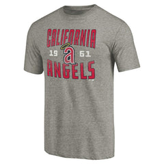 Gray California Angels Cooperstown Collection Vintage Antique Stack Tri-Blend T-Shirt