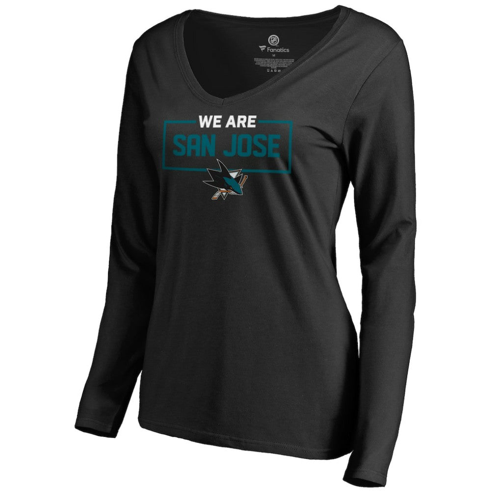 NHL San Jose Sharks Women's Iconic Collection We Are Long Sleeve V-Neck T-Shirt