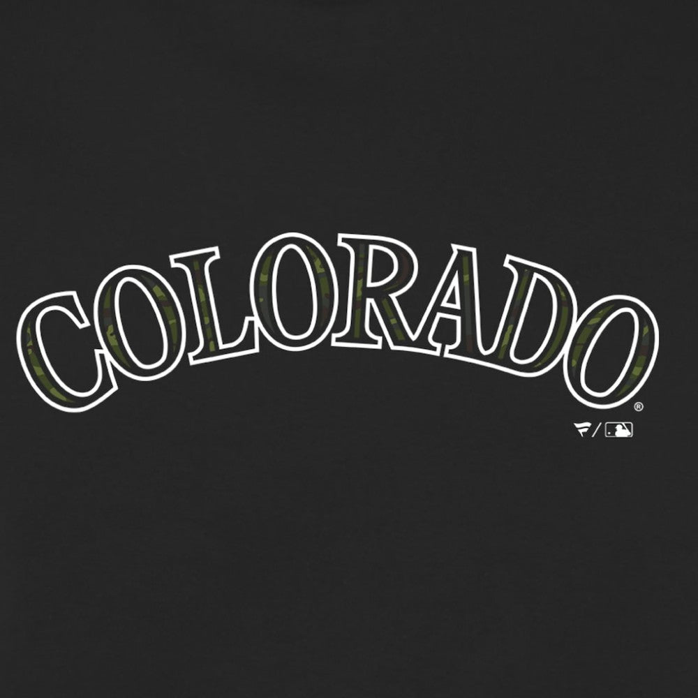 Black Colorado Rockies Women's Armed Forces Wordmark T-Shirt