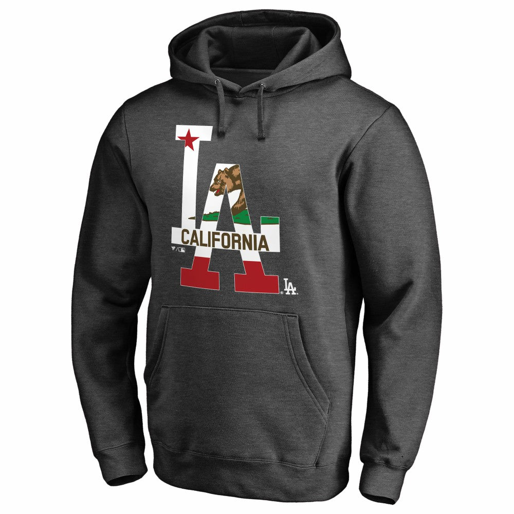 Heathered Charcoal Los Angeles Dodgers Hometown Collection Cali Flag Pullover Hoodie