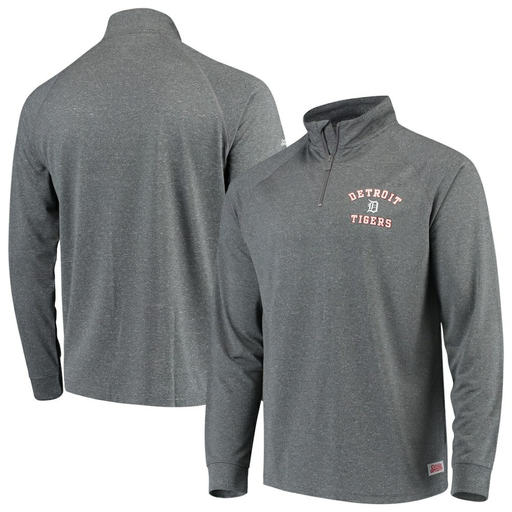 Heathered Charcoal Detroit Tigers Stitches Team Raglan Quarter-Zip Pullover Jacket