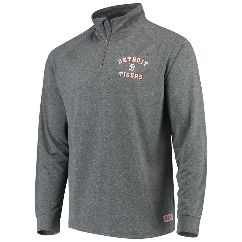 Heathered Charcoal Detroit Tigers Stitches Team Raglan Quarter-Zip Pullover Jacket