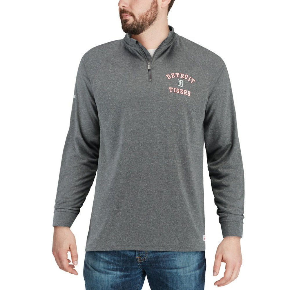 Heathered Charcoal Detroit Tigers Stitches Team Raglan Quarter-Zip Pullover Jacket