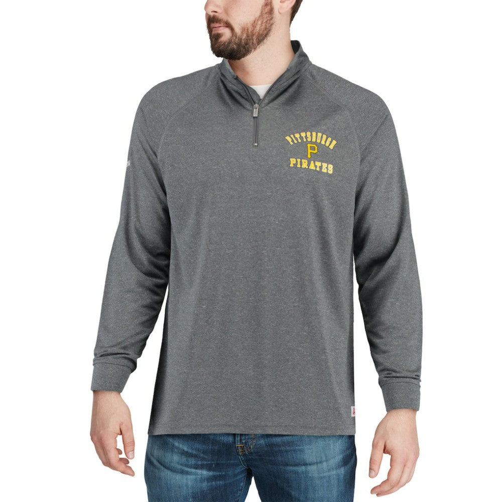 Heathered Charcoal Pittsburgh Pirates Stitches Team Raglan Quarter-Zip Pullover Jacket