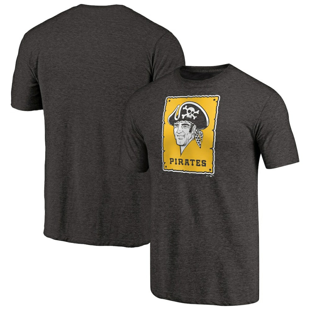Heathered Black Pittsburgh Pirates Cooperstown Collection Forbes Tri-Blend T-Shirt
