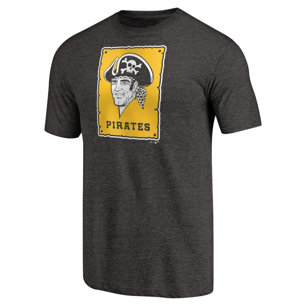 Heathered Black Pittsburgh Pirates Cooperstown Collection Forbes Tri-Blend T-Shirt