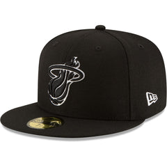New Era Miami Heat Black & White Logo 59FIFTY Fitted Hat