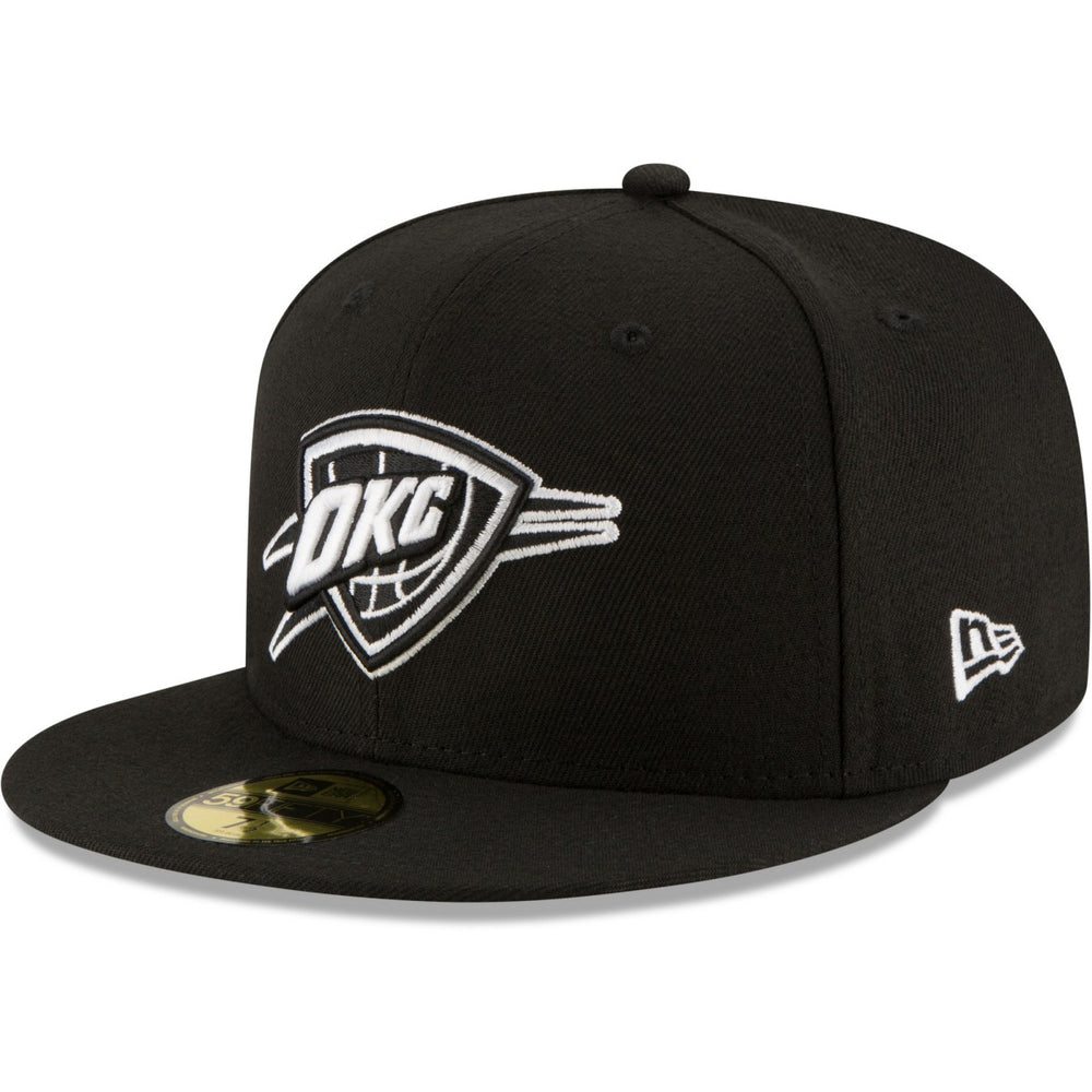 New Era Oklahoma City Thunder Black & White Logo 59FIFTY Fitted Hat