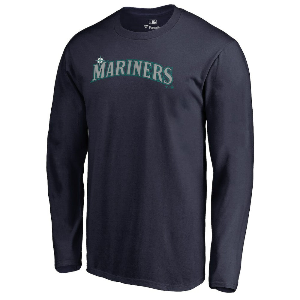 Navy Seattle Mariners Team Wordmark Long Sleeve T-Shirt