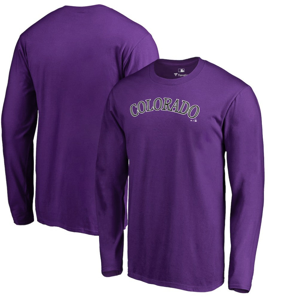Purple Colorado Rockies Team Wordmark Long Sleeve T-Shirt