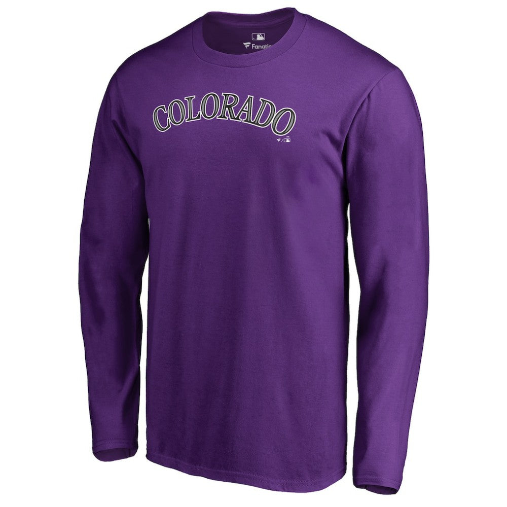 Purple Colorado Rockies Team Wordmark Long Sleeve T-Shirt