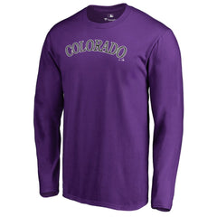 Purple Colorado Rockies Team Wordmark Long Sleeve T-Shirt