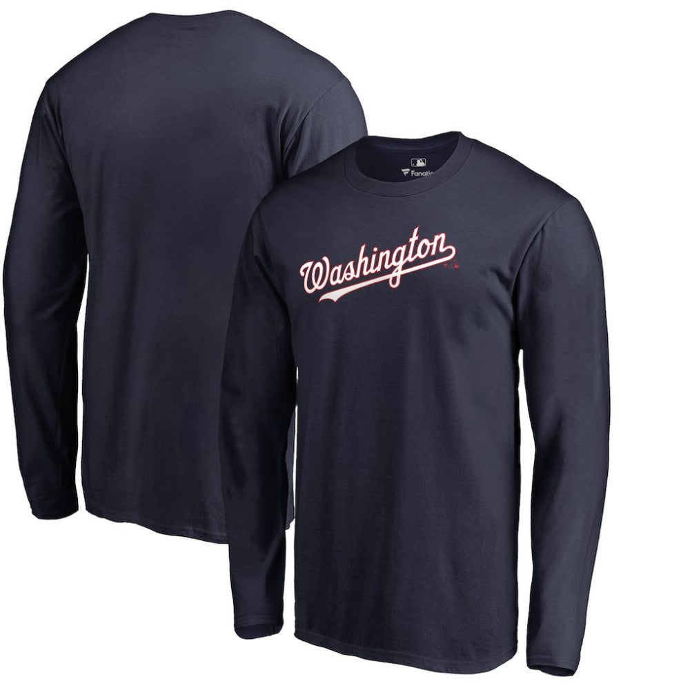 Navy Washington Nationals Team Wordmark Long Sleeve T-Shirt
