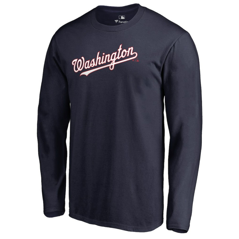 Navy Washington Nationals Team Wordmark Long Sleeve T-Shirt