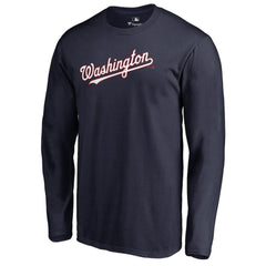 Navy Washington Nationals Team Wordmark Long Sleeve T-Shirt