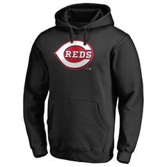 Black Cincinnati Reds Official Wordmark Fitted Pullover Hoodie