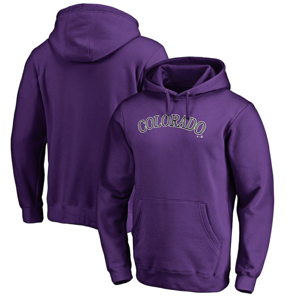 Purple Colorado Rockies Official Wordmark Fitted Pullover Hoodie