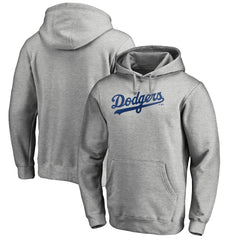 Heather Gray Los Angeles Dodgers Official Wordmark Fitted Pullover Hoodie