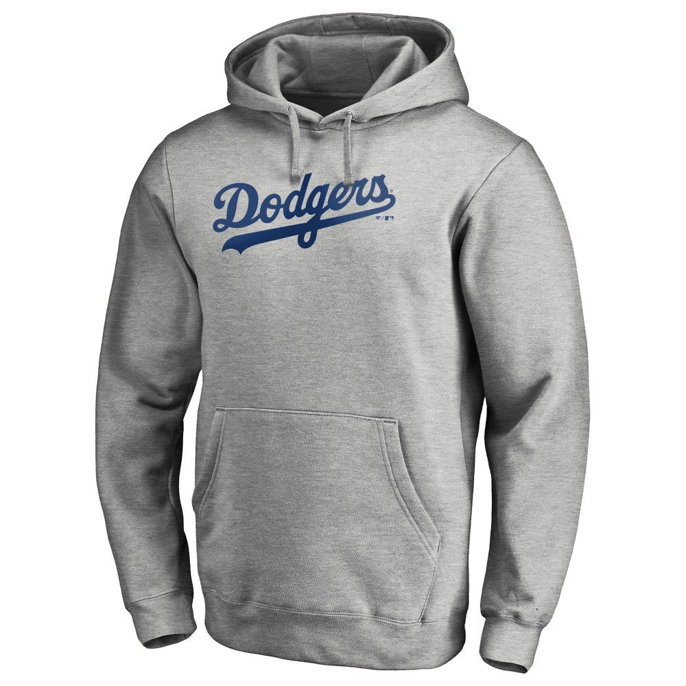 Heather Gray Los Angeles Dodgers Official Wordmark Fitted Pullover Hoodie