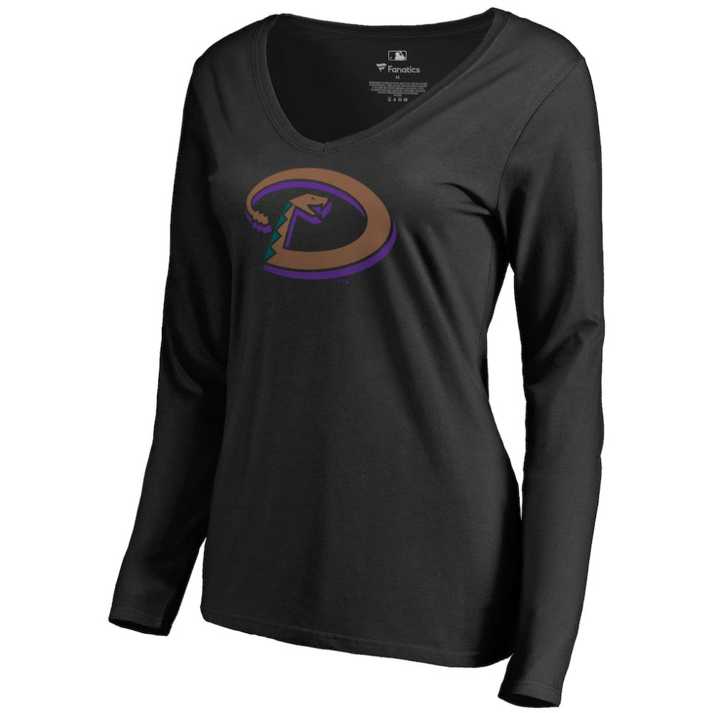 Black Arizona Diamondbacks Women's Cooperstown Collection Forbes Long Sleeve V-Neck T-Shirt