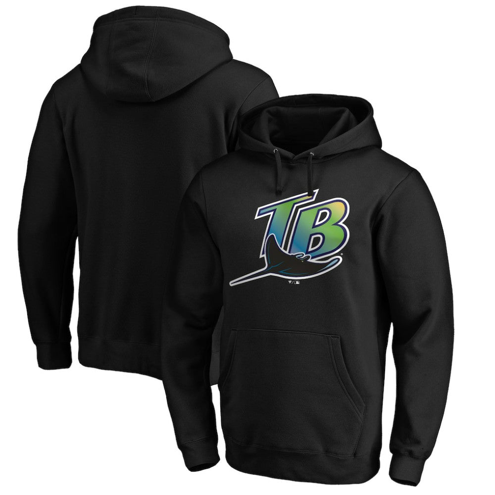 Black Tampa Bay Rays Vintage Cooperstown Collection Wahconah Fitted Pullover Hoodie