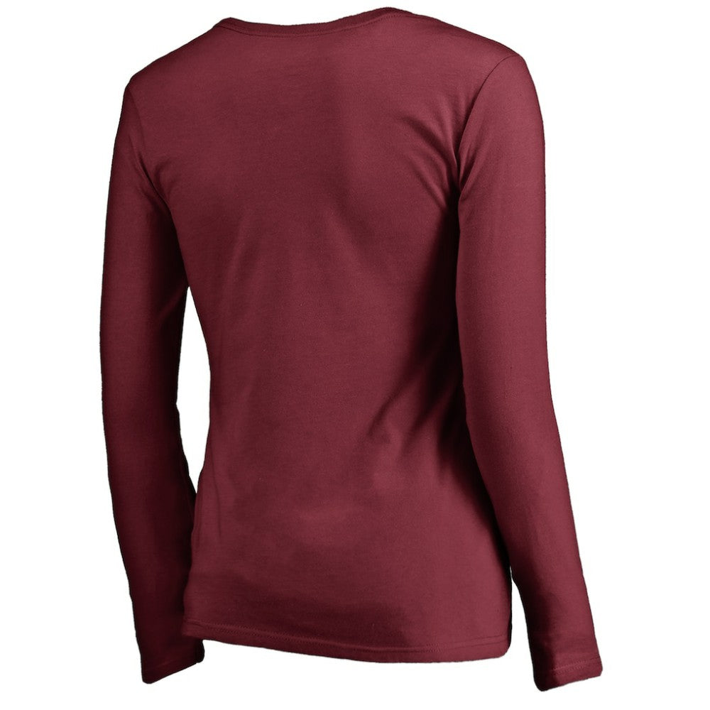 Maroon Philadelphia Phillies Women's Cooperstown Collection Slider Long Sleeve V-Neck T-Shirt