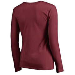 Maroon Philadelphia Phillies Women's Cooperstown Collection Slider Long Sleeve V-Neck T-Shirt