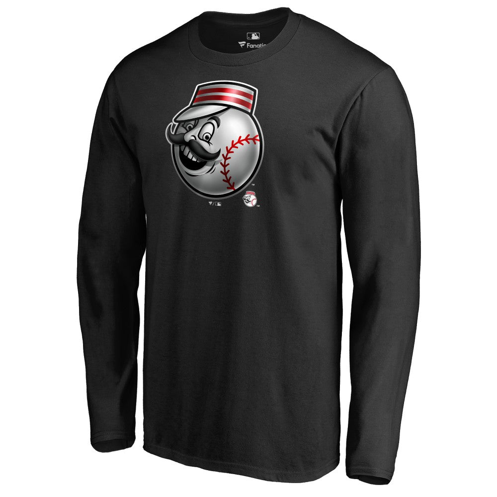 Black Cincinnati Reds Midnight Mascot Long Sleeve T-Shirt