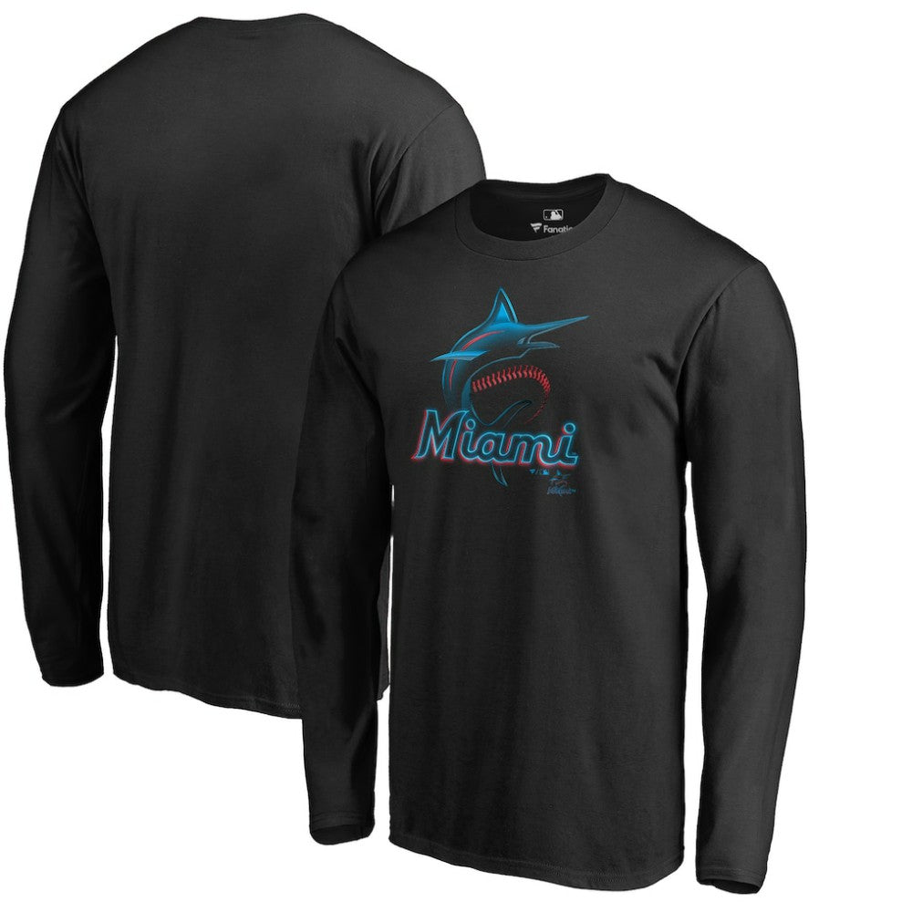 Black Miami Marlins Midnight Mascot Long Sleeve T-Shirt