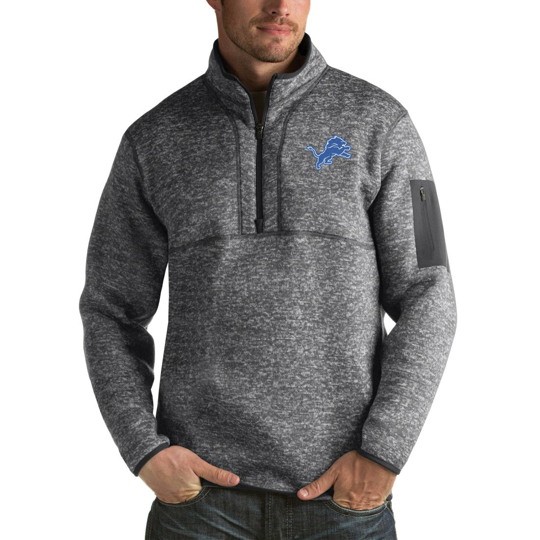 Antigua Fortune Big & Tall Quarter-Zip Pullover Jacket - Detroit Lions Pullover