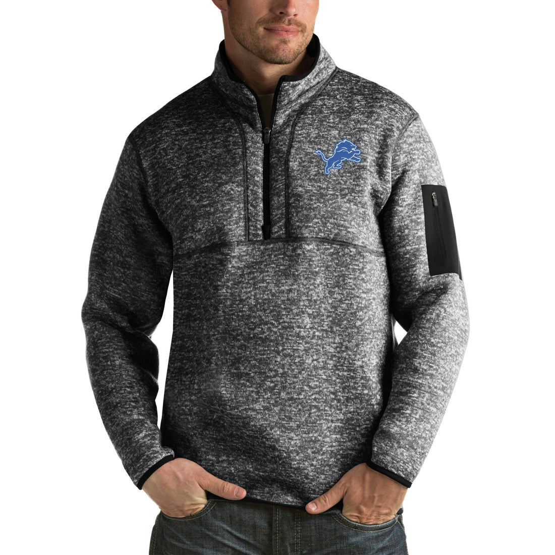 Antigua Fortune Big & Tall Quarter-Zip Pullover Jacket - Detroit Lions Pullover